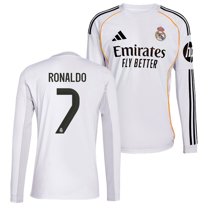 ●レアルマドリード 25-26 ホーム 長袖 ユニフォーム No.7 ロナウド【adidas/アディダス】【サッカー ウエア レプリカユニフォーム】(JN8884/7R)【店頭受取対応商品】