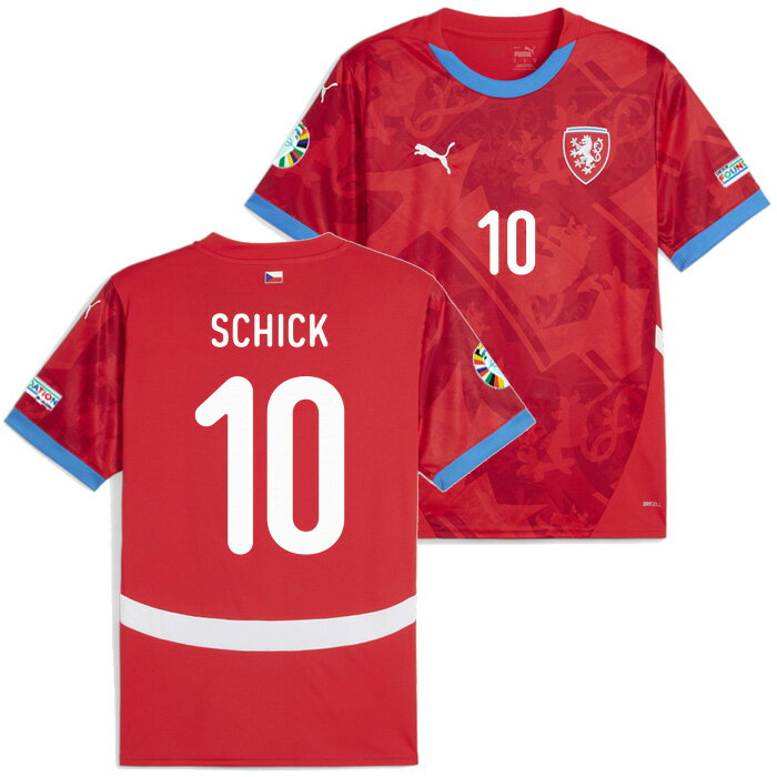 チェコ代表 2024 ホーム 半袖 ユニフォーム No.10 シック(EURO2024フルパッチ仕様)【PUMA/プーマ】【サッカー ウエア レプリカユニフォー...