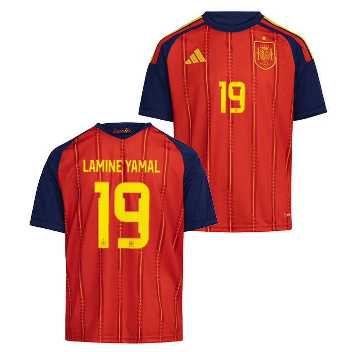 スペイン代表 2026 ホーム 半袖 ユニフォーム ジュニア No.19 ラミン・ヤマル【adidas/アディダス】【サッカー キッズ レプリカユニフォーム】(JZ5757/19L)【店頭受取対応商品】