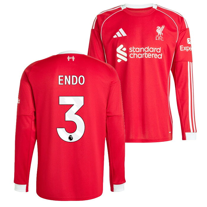 ●リバプール 25-26 ホーム 長袖 ユニフォーム No.3 遠藤航【adidas/アディダス】【サッカー ウエア レプリカユニフォーム】(JV6456/3E_..