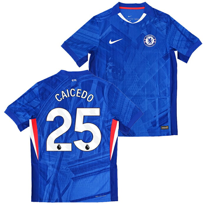 ●チェルシー 25-26 ホーム Dri-FIT ADV 半袖 ユニフォーム(胸スポンサー無し) No.25 カイセド【NIKE/ナイキ】【サッカー ウエア オーセンティック ユニフォーム】(HJ4543-496/25C_WH)【店頭受取対応商品】