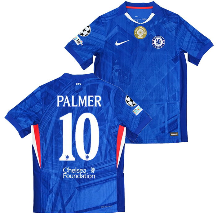 ●チェルシー 25-26 ホーム Dri-FIT ADV 半袖 ユニフォーム(胸スポンサー無し) No.10 パーマー (CLフルパッチ+CWCチャンピオンパッチ付き)【NIKE/ナイキ】【サッカー ウエア オーセンティック ユニフォーム】(HJ4543-496/10P_CLfull_cwc)【店頭受取対応商品】