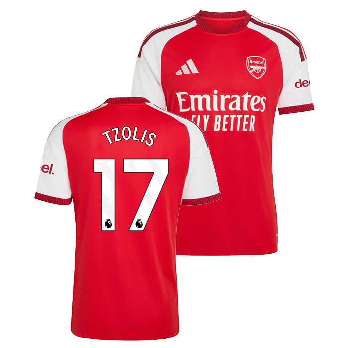 ●アーセナル 26-27 ホーム 半袖 ユニフォーム No.17 ツォリス【adidas/アディダス】【サッカー ウエア レプリカユニフォーム】(JZ3168/17T_WH)