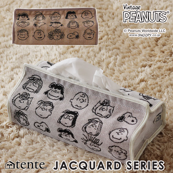 tente テンテ ティッシュボックスカバー VINTAGE PEANUTS FACE【スヌーピー ティッシュカバー SNOOPY ピーナッツ】