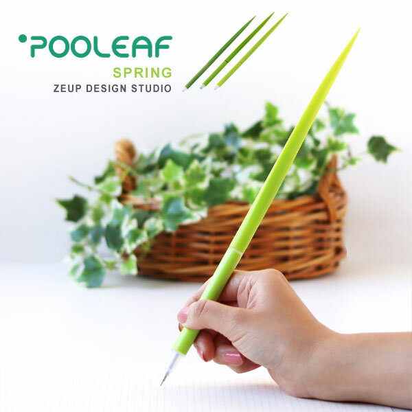 おもしろ文房具 ZEUP DESIGN STUDIO POOLEAF SPRING ボールペン【グリーン 葉っぱ 面白ステーショナリー ユニーク プレゼント 景品】