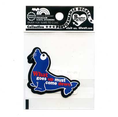 PROVERBステッカー 上がるものは必ず下がる【ことわざ イラスト】