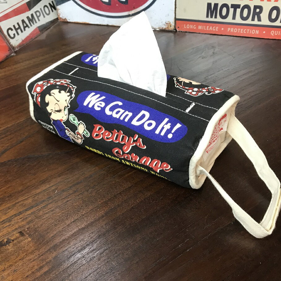 ティッシュペーパーカバー ベティ(ブラック)【ティッシュボックス アメリカン雑貨】