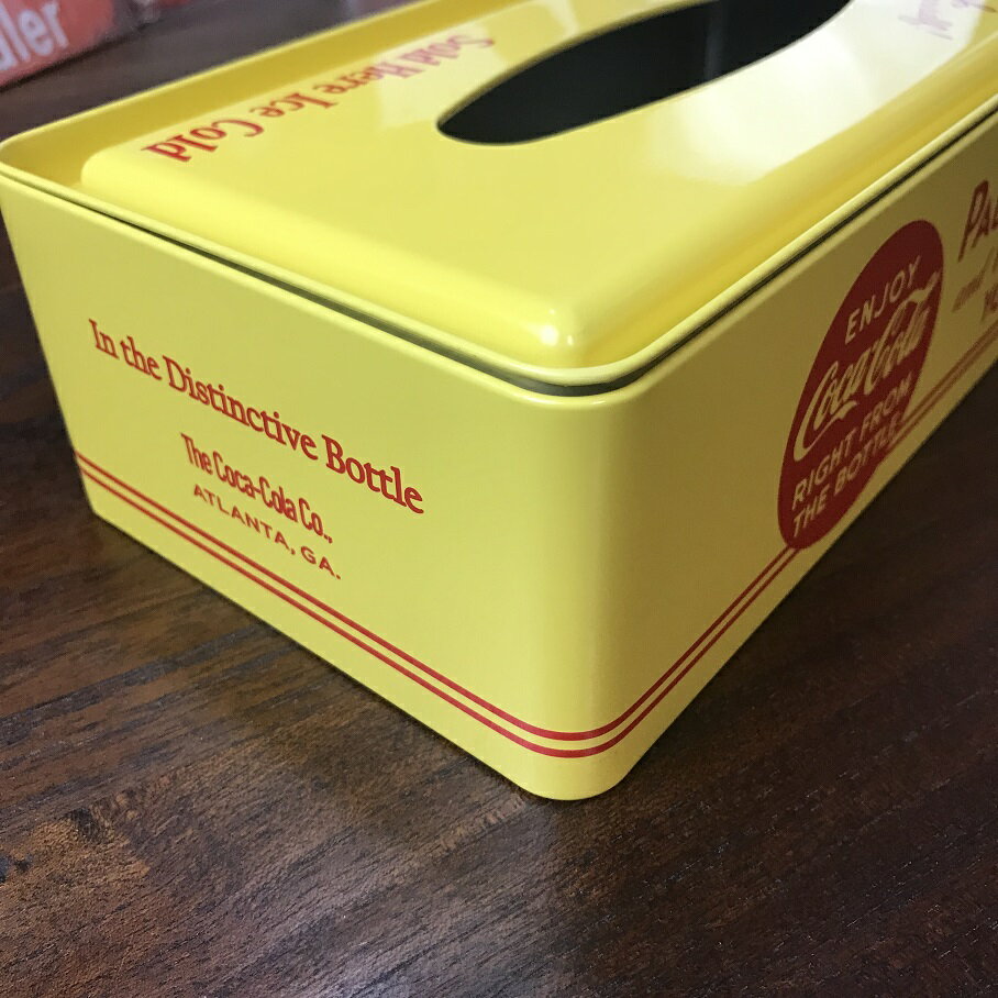 コカコーラ ティッシュケース イエロー Enjoy coca-cola【ブリキ USA アメリカン雑貨】 [2]