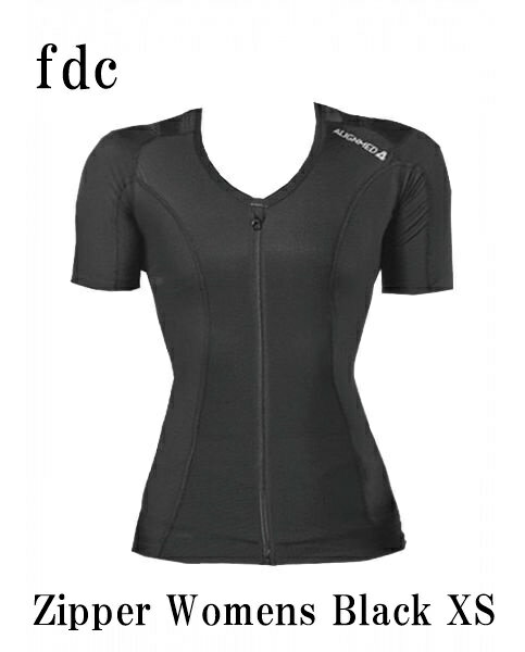 【送料無料】 Posture Shirt 2.0 Zipper Womens Black サイズ：XS 【オンサイドワールド】【ALIGNMED】【ポスチャーシャツ ジッパー ウィメンズ(レディース) 黒 サイズ：XS 】【姿勢コントロールシャツ】【スポーツインナー】