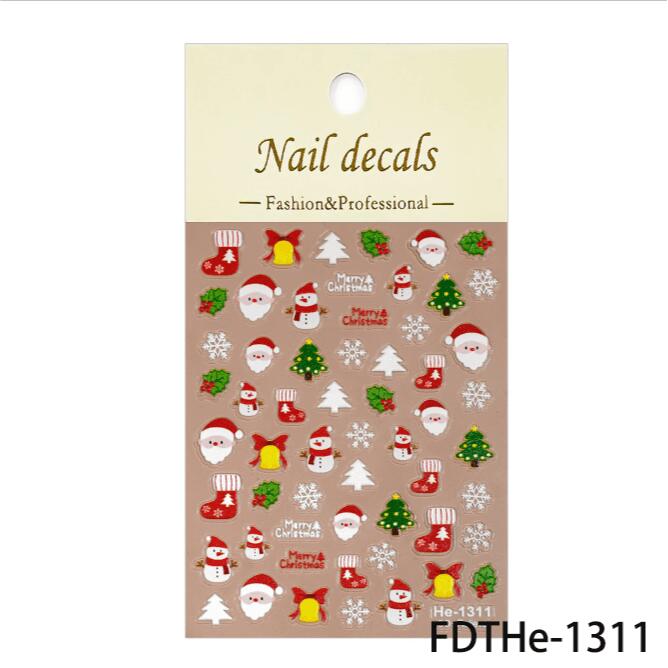 ネイルシール 貼るだけ サンタクロース柄 雪だるま 可愛い 【一枚】　3Dアートジェルネイル ネイル用品 ジェル シール デコ用品 ジェルネイルシール ネイルアート ジェルネイルアート デコレーション セルフネイル 付け放題 埋め尽くし DIY クリスマス 可愛い