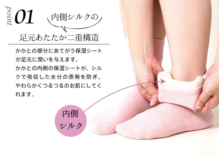 かかと つるつる 靴下 レディース 女性用 くつした ソックス 温活 冷え取り 内側シルク 絹屋 日本製 ギフト プレゼント