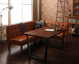 【5の付く日/最大1000円オフクーポン】アメリカンヴィンテージ リビングダイニングセット 3人 3点セット(テーブル+ソファ1脚+アームソファ1脚) 右アーム W120【ts】