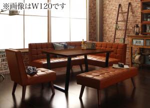 【5の付く日/最大1000円オフクーポン】アメリカンヴィンテージ リビングダイニングセット 6人 5点セット(テーブル+ソファ1脚+アームソファ1脚+チェア1脚+ベンチ1脚) 右アーム W150【ts】