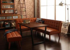 【5の付く日/最大1000円オフクーポン】アメリカンヴィンテージ リビングダイニングセット 5人 4点セット(テーブル+ソファ1脚+アームソファ1脚+ベンチ1脚) 左アーム W120【ts】