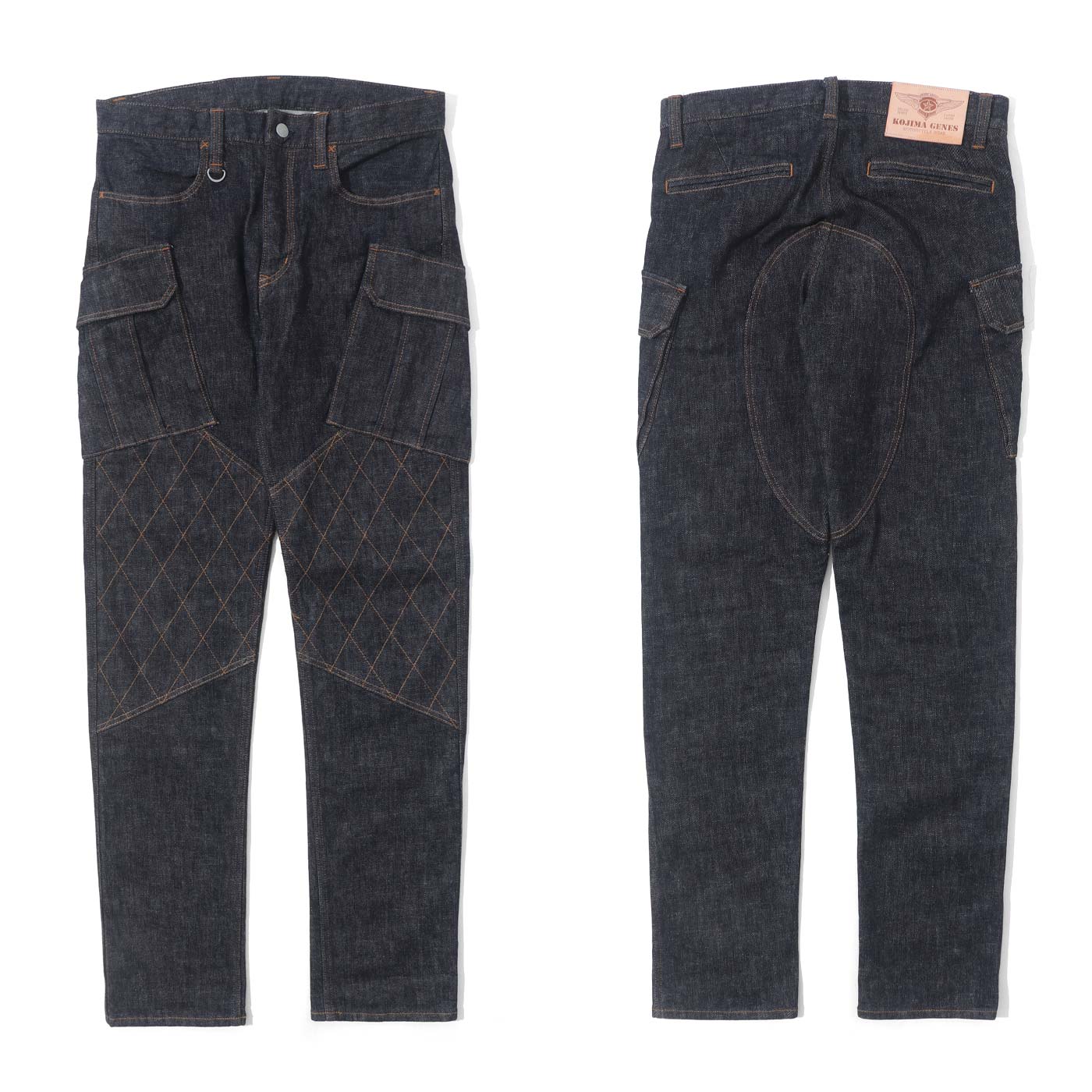 児島ジーンズ 公式通販 13oz ダブルニー カーゴスリム ストレッチパンツ RNB-117