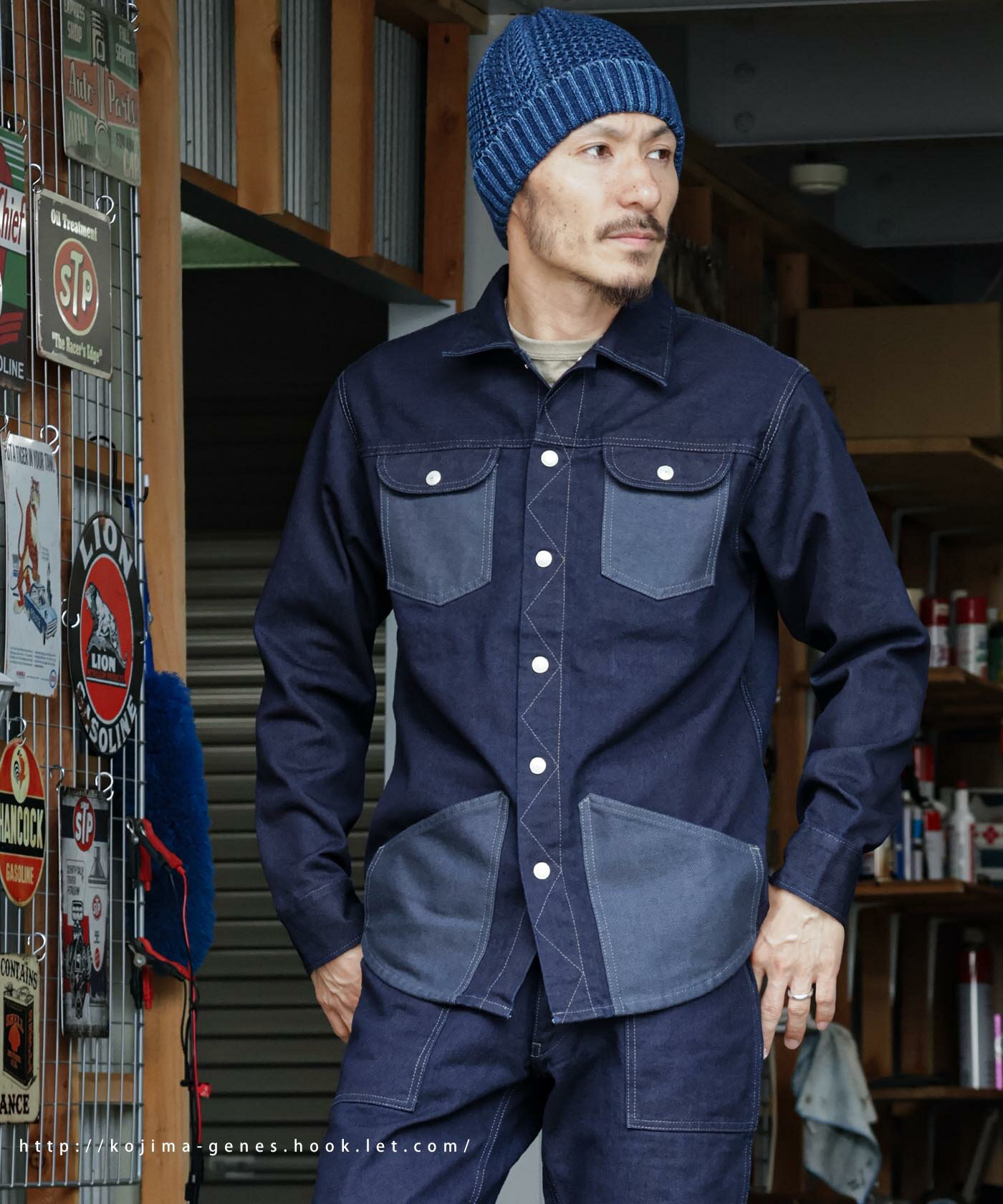 児島ジーンズ 公式通販 プロテックス 4ポケットシャツ 火の粉が飛ぶ焚火や作業時などにも安心して着ていられる高い難燃性を持ったプロテックスデニム