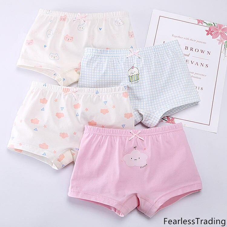FearlessTrading楽天市場店の4枚セット ショーツ 子供用 ボクサーパンツ スタンダード インナー 下着 女の子 女児 ジュニア コットン 可愛い シンプル｜アングル2