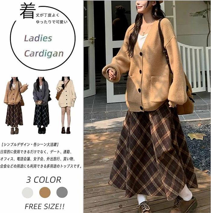 カーディガン ニット レディース アウター セーター トップス Vネック ゆったり 前開き 高伸縮 小顔 着痩せ 可愛い 無地 きれいめ 人気 暖かい 冷房対策 羽織り コート カジュアル オフィス 通勤 通学 日常 秋 冬 春 fearlesstrading-10021527 FearlessTrading楽天市場店 サンプル画像2