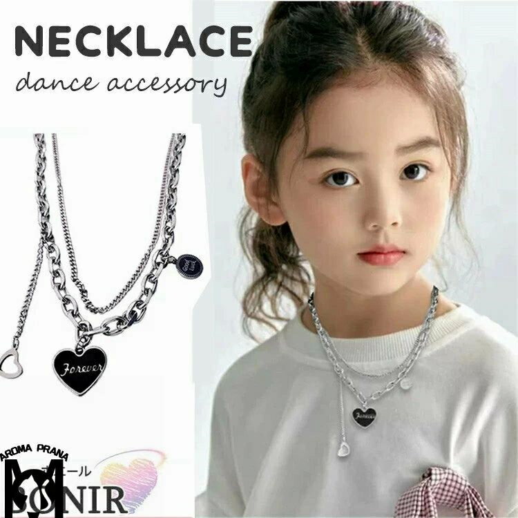 ダンス ネックレス ハート形 女の子 男の子 キッズ アクセサリー ヒップホップ ダ...