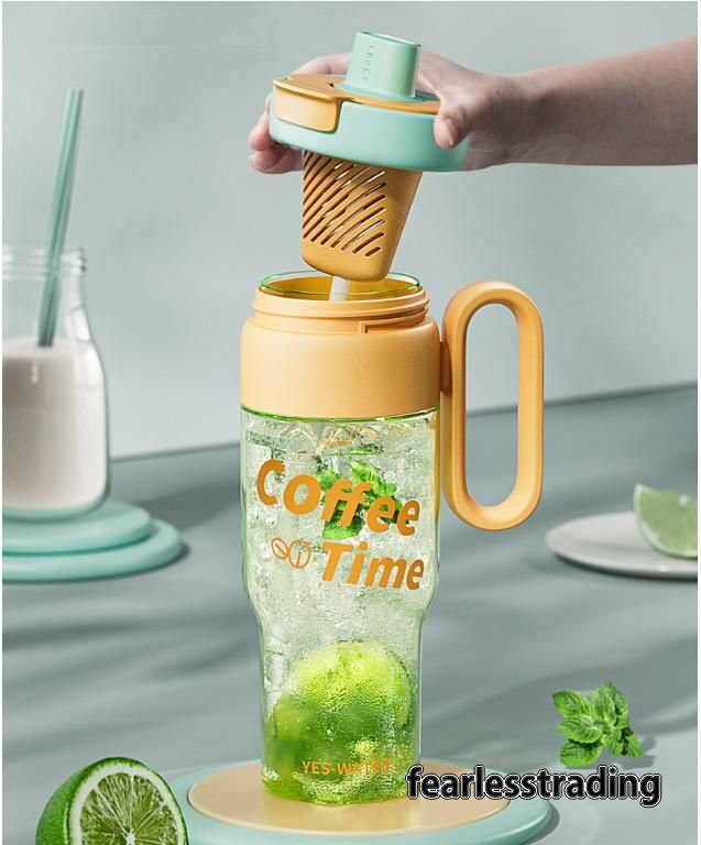 850 飲料水ストローボトル 携帯用ドリンクボトル、ストローと蓋付きウォータータン...