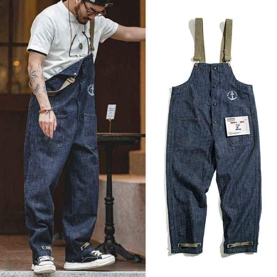 メンズ オーバーオール 切り替 メンズ サロペットパンツ ジーンズ つなぎ オールイ...