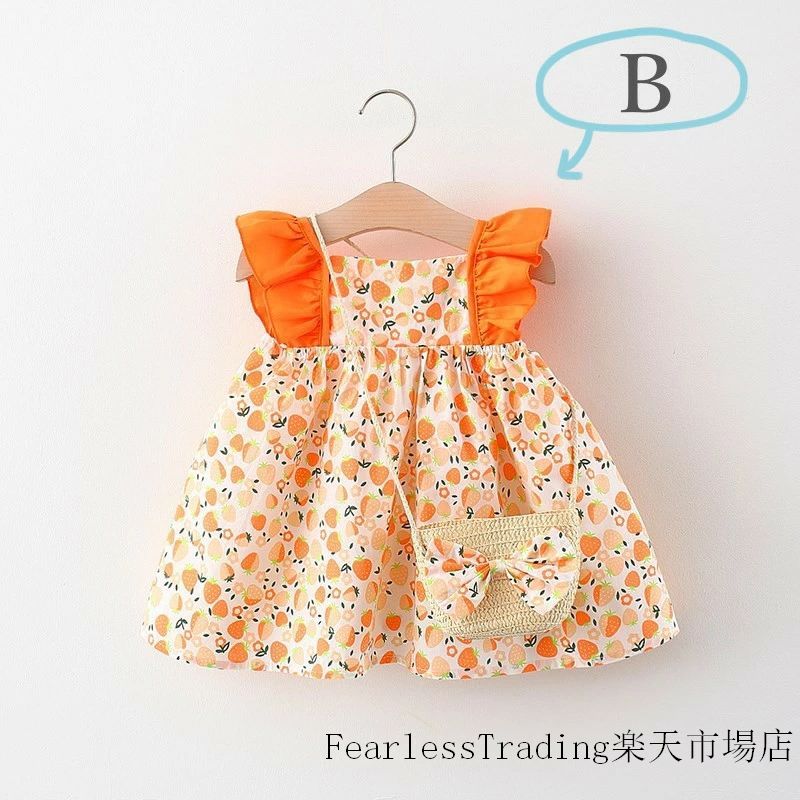ベビー服 女の子 ワンピース 綿 夏服 80 90 2点セット ワンピース バッグ キッズ ...