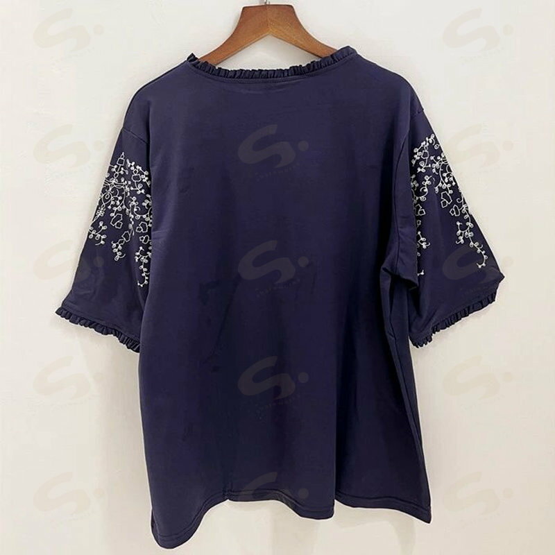 Tシャツ カットソー レディース 夏 花柄 半袖 カジュアル 紺色 白 春夏 フリル袖 大人可愛い トップス Tシャツ 可愛い ゆったり おしゃれ きれいめ 20代 30代 40代 50代 fearlesstrading-10004475 FearlessTrading楽天市場店 サンプル画像2