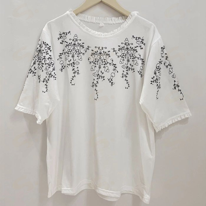 Tシャツ カットソー レディース 夏 花柄 半袖 カジュアル 紺色 白 春夏 フリル袖 大人可愛い トップス Tシャツ 可愛い ゆったり おしゃれ きれいめ 20代 30代 40代 50代 fearlesstrading-10004475 FearlessTrading楽天市場店 サンプル画像3