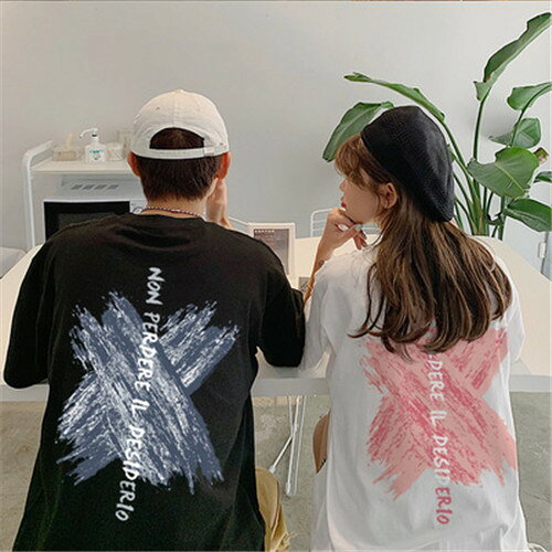 カップル ペアtシャツ 可愛い ペアルック t シャツ お 揃い おしゃれ カップル ペアルック 夏服 メンズ 半袖 オシャレ コーデ レディース 夏 トップス オーバー サイズ ゆったり ダサい ペア ルック カップル カップル お揃い 服 プレゼント 黒 白