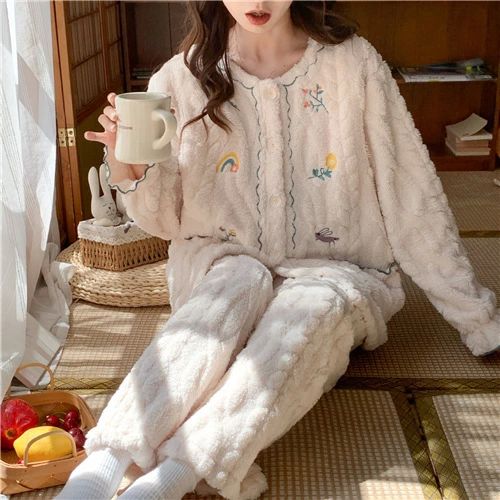 マタニティ パジャマ 冬 モコモコ 前開き 長袖 マタニティ ルームウェア 授乳口 付...