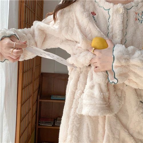 マタニティ パジャマ 冬 モコモコ 前開き 長袖 マタニティ ルームウェア 授乳口 付...
