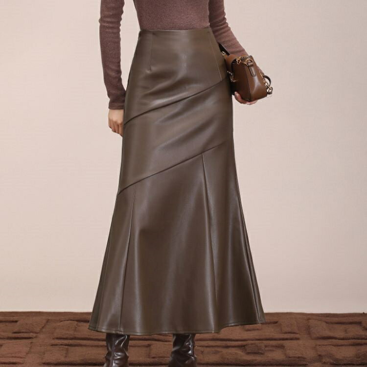 レディース スカート ロングスカート 本革 シープスキン Mから4XL 凝ったデザインのロングスカート