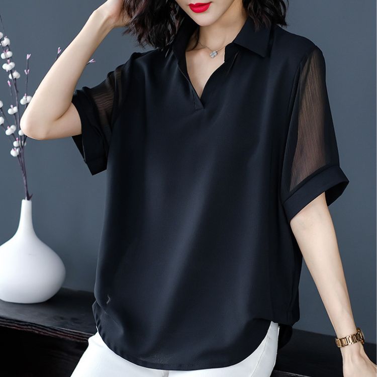 Rakuten - レディース ブラウス ポリエステルシフォン M～4XL s透け感のある袖