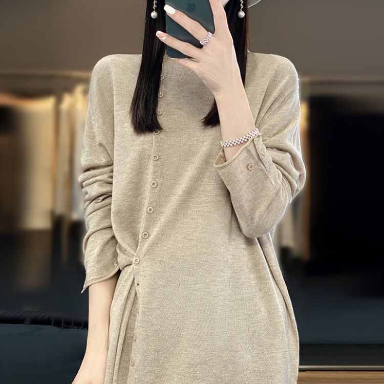 Rakuten - レディース ニット セーター フリーサイズ Aライン ボタン使いで違う表情のニット