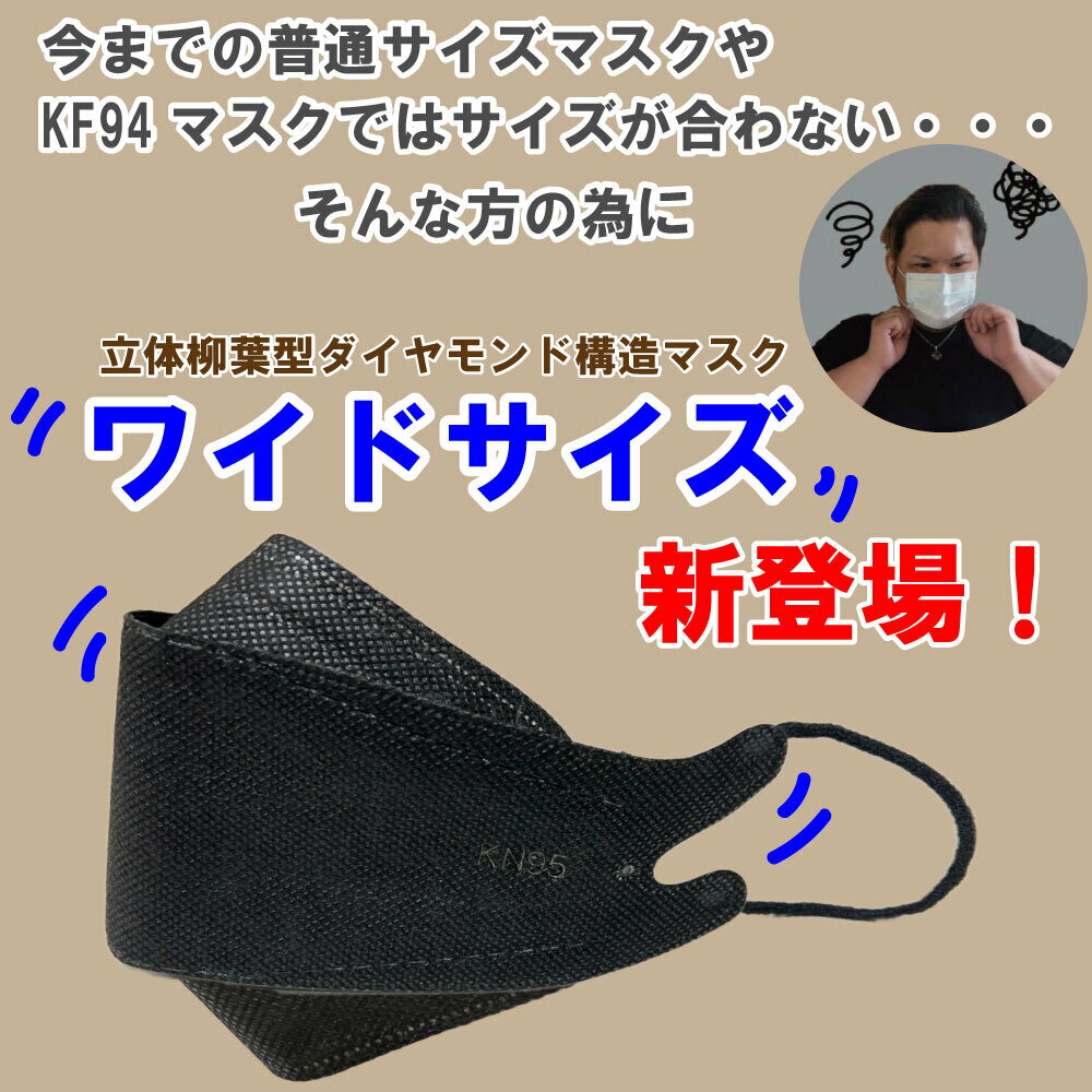 不織布大きいサイズ 大きな柳葉型マスク ギフトラッピング付き 大きいサイズの 韓国型BIGマスク 立体4層構造マスク おしゃれなマスク ダイヤモンド構造　耳が痛くならない 幅広耳紐 10枚入り 大人用 送料無料 フェザーストア