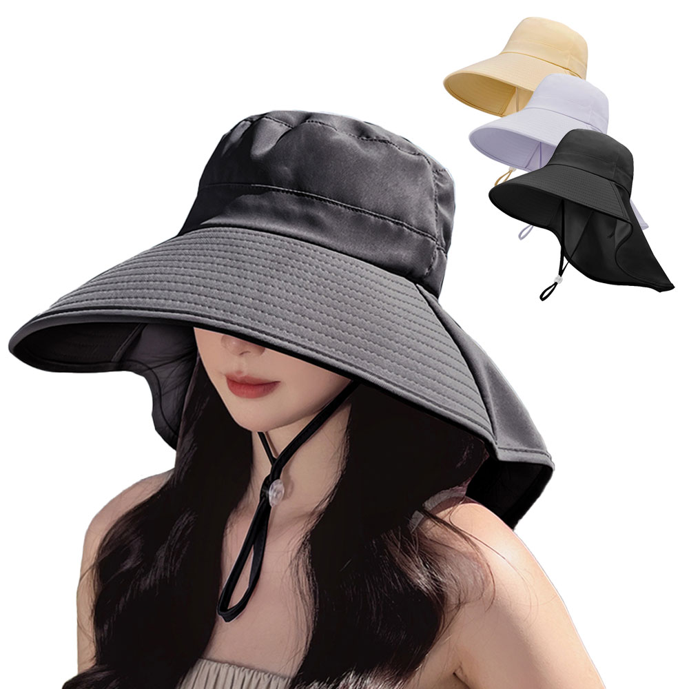 UVカット 帽子 あご紐付き レディース 12cm つば広 360度UVカット 首筋まで守る 接触冷感 完全遮光 日焼け防止 紫外線対策 通気性 撥水加工 吸汗 小顔 日除け帽子 uvカット帽子 自転車 登山 海辺 農作業 日除けハット フェザーストア
