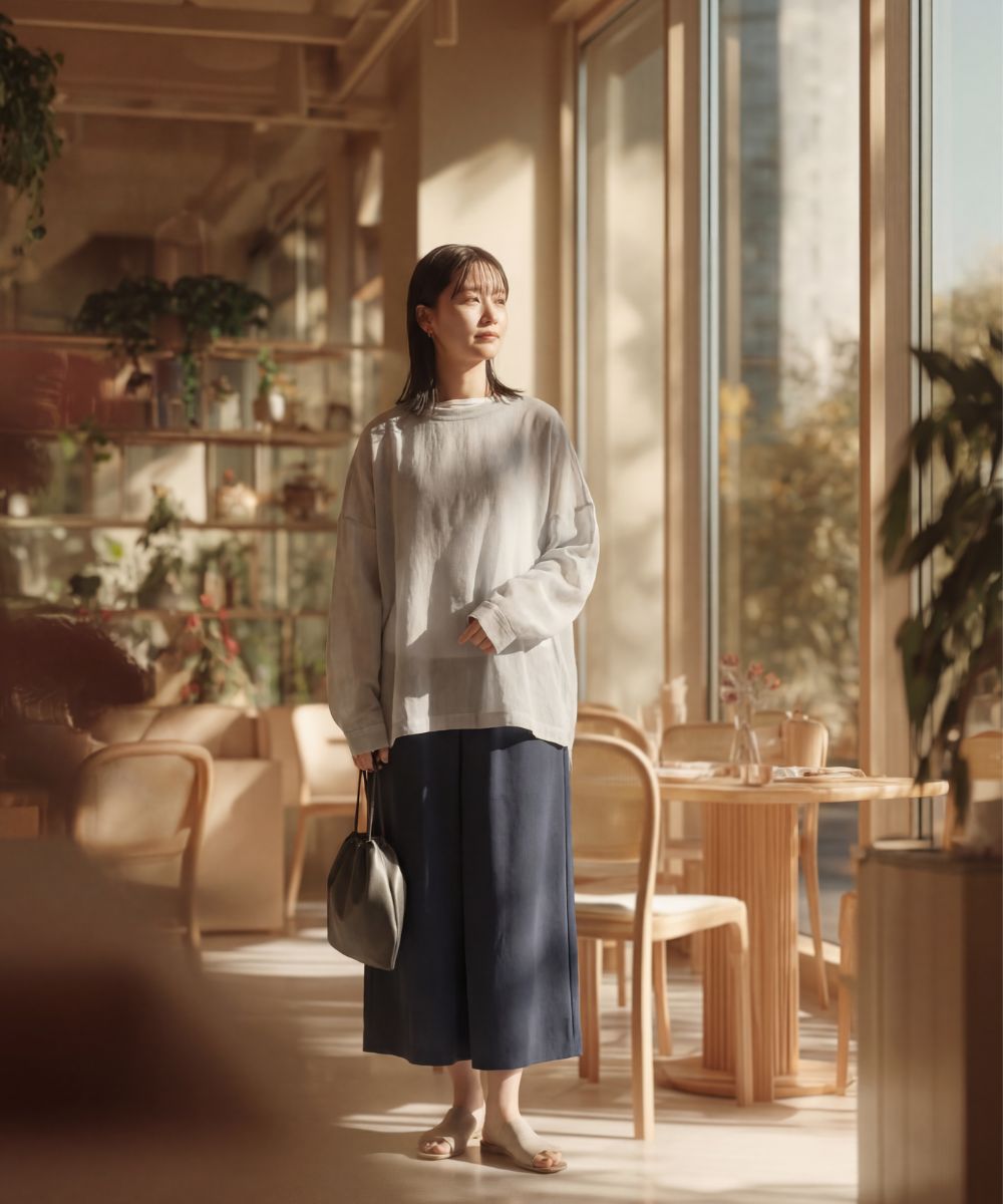 Rakuten - 【4/20限定ポイント10倍】【2026年春夏新作】ミズイロインド mizuiro ind カットソー ロンT シアートップス プルオーバー 長袖 ゆったり ワイド クルーネック レイヤード・1-210070-1262601(レディース)