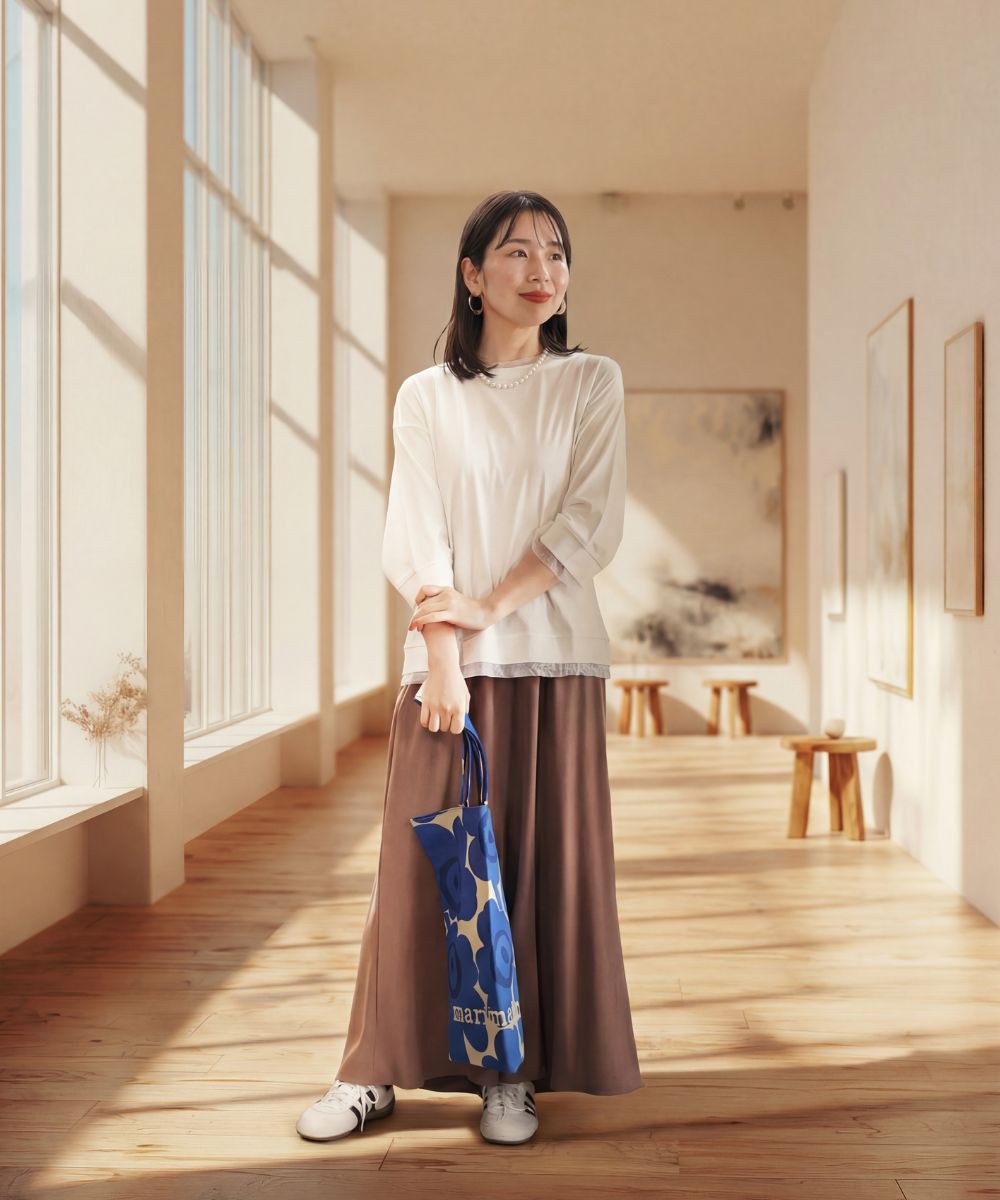 Rakuten - 【スーパーセール期間ポイント10倍】【2026年春夏新作】ププラ PUPULA カットソー Tシャツ プルオーバー 5分袖 7分袖 コットン チュール おしゃれ・161022-0142601(レディース)