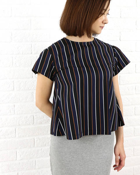 【ポイント2倍】マルゴー margaux コットン ストライプ タックスリーブ ブラウス・BL-1521-2861501(レディース)