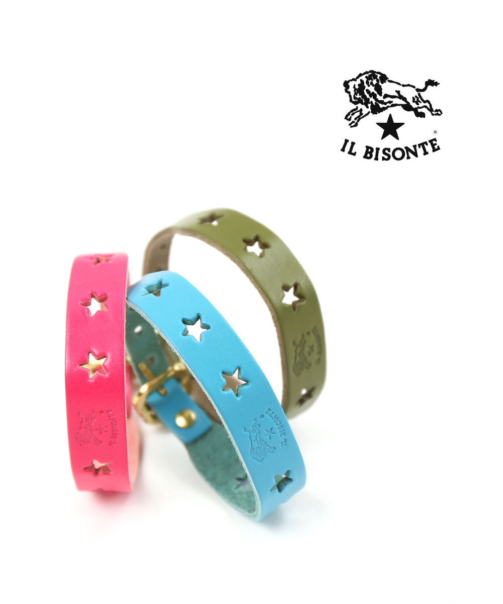 IL BISONTE ブレスレット メンズ IL BISONTE(イルビゾンテ) 星型抜き レザーブレスレット・54192305190-0061901(メンズ)(レディース)(■■)