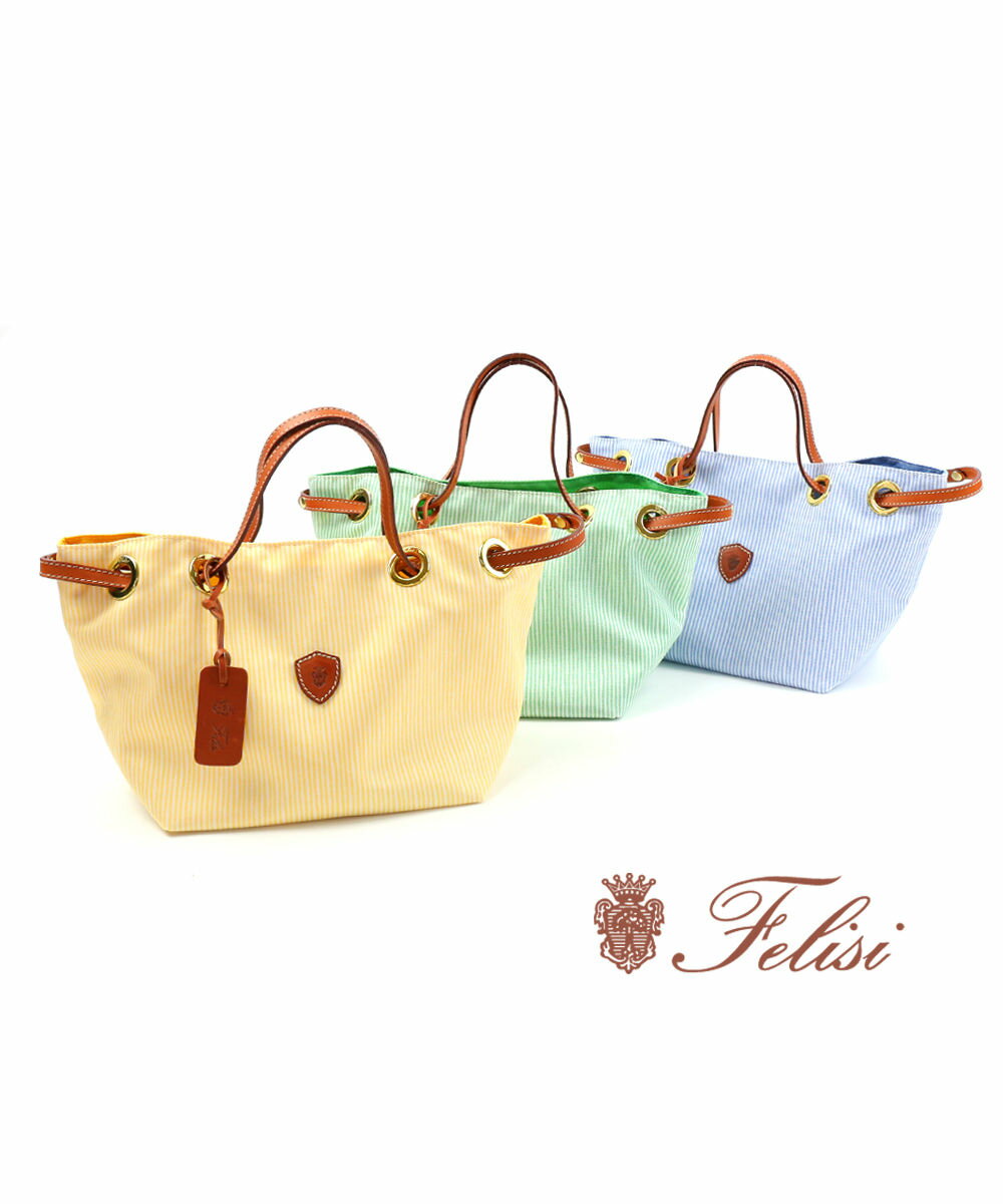 【11/24 20:00~11/25限定11%クーポン&ポイント10倍】フェリージ Felisi シアサッカープリントナイロン×レザー ハンドバッグ 17/20...