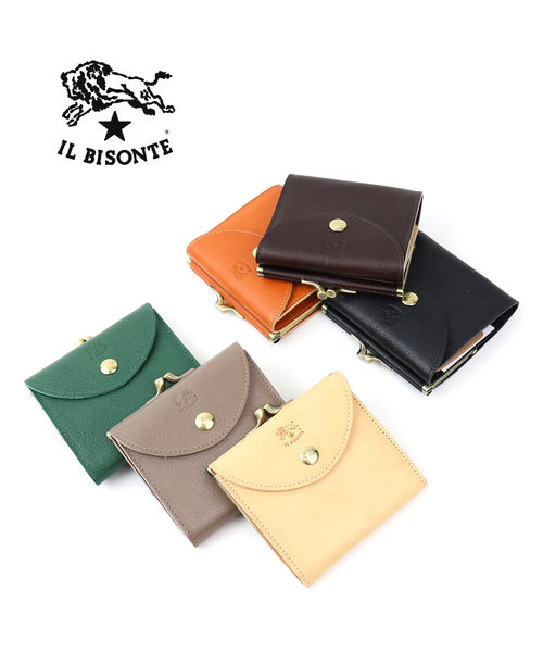 IL BISONTE(イルビゾンテ)レザー がま口 二つ折り財布 ウォレット・54212304240-0062302(メンズ)(レディース)(■■)