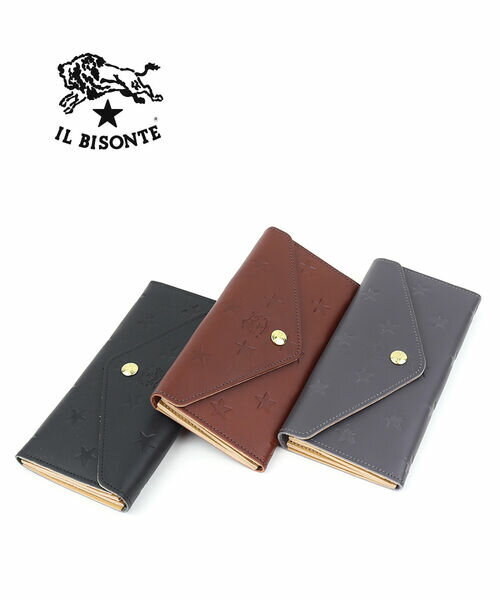 イル ビゾンテ 長財布 メンズ IL BISONTE(イルビゾンテ)レザー スターエンボス 長財布 ロングウォレット・54222309840-0062202(メンズ)(レディース)