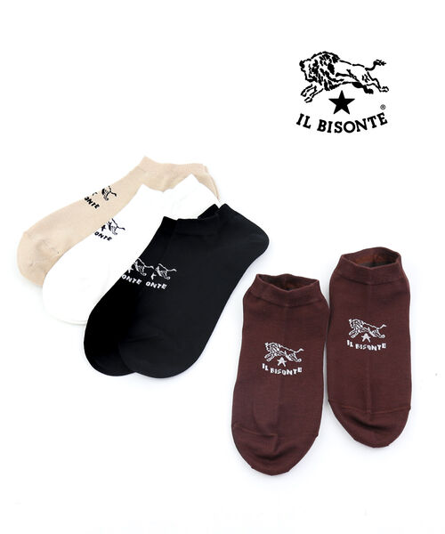 イルビゾンテ IL BISONTE バッファローロゴ ソックス 靴下 スニーカーソックス ロゴソックス イルビソンテ 売れ筋アイテム ・54192309880-0062401(メール便可能商品)(メンズ)(レディース)