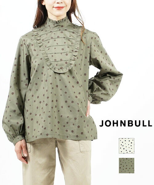 Rakuten - 【ポイント10倍】ジョンブル Johnbull シャツ ブラウス トップス 長袖 フリル ドット 水玉 かわいい・AS069-2572201(レディース)(last_1)
