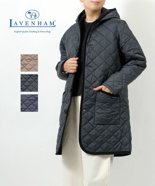 【5/16 1:59までポイント10倍】ラベンハム LAVENHAM キルティング コート ロングコート ブランドン BRUNDON ラブンスター クラシック フード付き レギュラーフィット・SLJ9106-3872302(レディース)