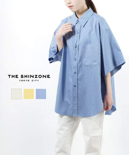 ザ シンゾーン THE SHINZONE シャツ 半端袖 マニッシュ コットン ワイドスリーブ 半袖シャツ ワイドシャツ WIDE SLEEVE SHIRT ・22MMSBL10-4432301(レディース)(クーポン対象外)