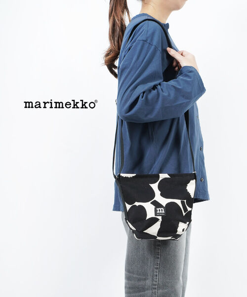 マリメッコ 帆布・キャンバス ショルダーバッグ レディース 【20%OFF】マリメッコ ショルダーバッグ marimekko ブラック オフホワイト 北欧 花柄 ポシェット ギフト プレゼント コットンキャンバス ウニッコ柄 ILTANEN PIENI UNIKKO・52233291648-0062301(レディース)(クーポン対象外)