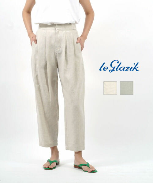 乐天商城 - 【6/25限定10%クーポン&ポイント10倍】ル グラジック le glazik 50s リネンクロス テーパードパンツ タックパンツ・JL-2666NLP-0322101(レディース)(JP)(last_1)