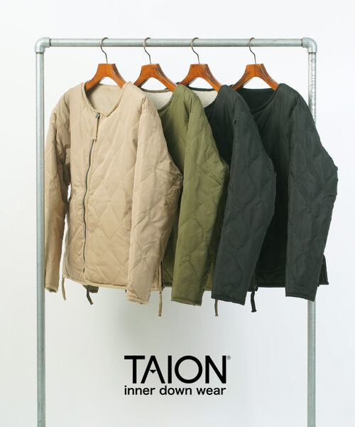 タイオン TAION ダウン ジャケット インナーダウン アウター クルーネック ノーカラー 防寒 冬 リバーシブル ボア カジュアル・TAION-R104BML-1-4662402(メンズ)(レディース)